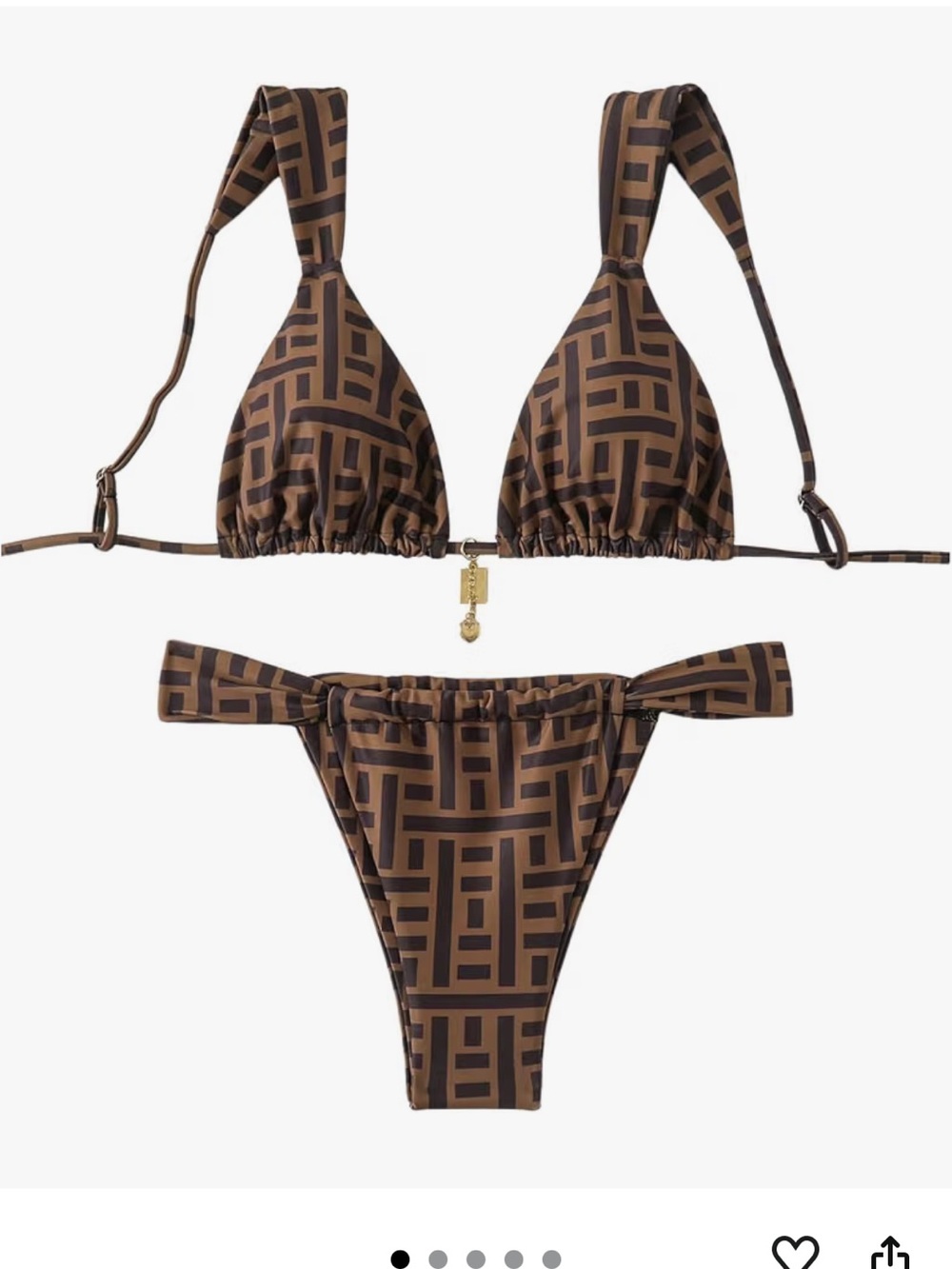 Amazon Brown Geometric Bikini Set